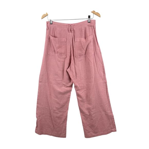 Dear John Audrey Wide Leg Ankle Pant Size 28 Pink Linen Blend Coastal Lagenlook - Picture 2 of 11